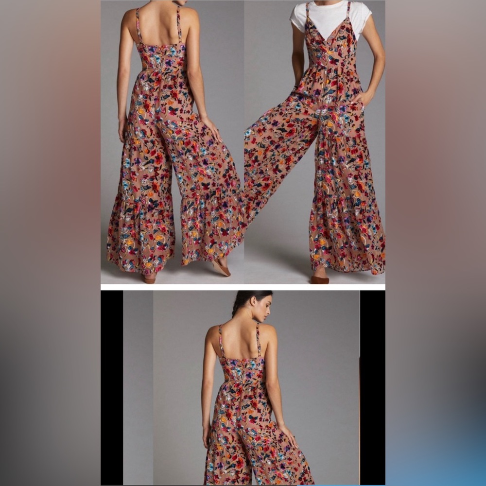 Velvet floral jumpsuit. Anthropologie x Hutch